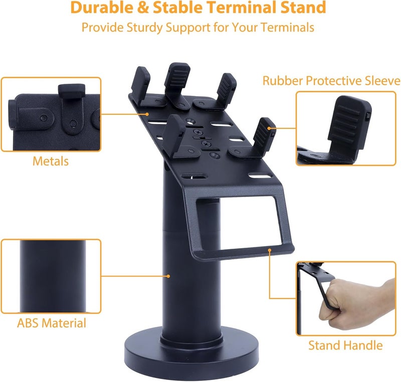 CRIZISTON Universal Credit Card Terminal Stand for Square Terminal, 7" Tall Swivel and Tilt Credit Card Readers Square Stand with Handle for Most POS Machine, Screw-in and Adhesive Installation, Black - Image 4
